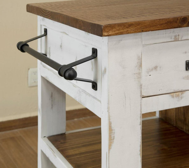 Pueblo 1 Drawer Kitchen Island in White