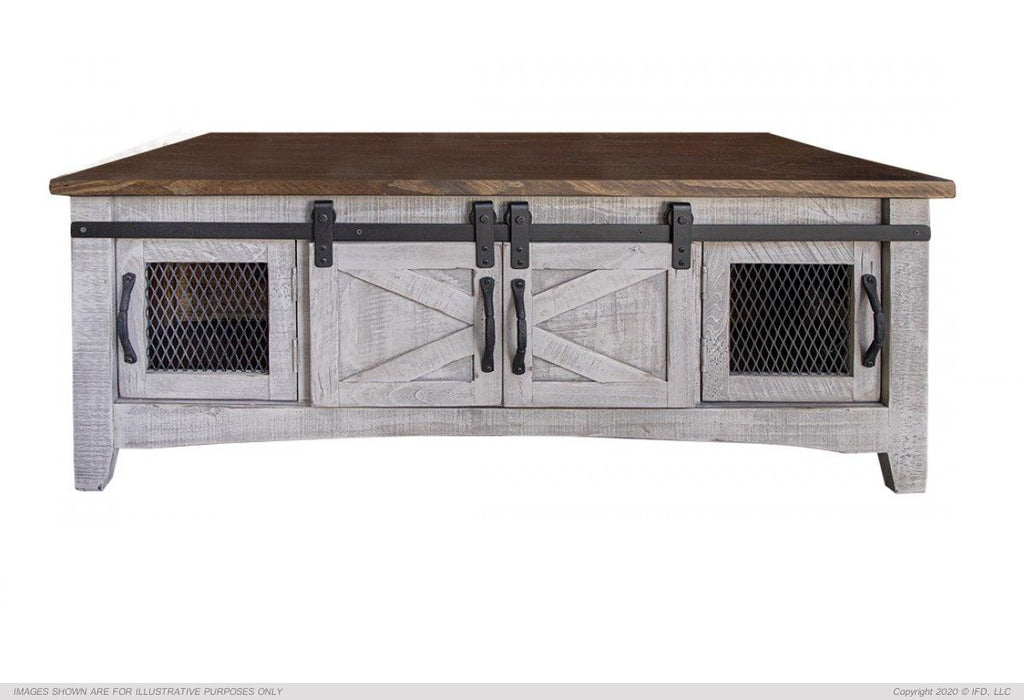 Pueblo Gray 8 Doors Cocktail Table in Light Gray