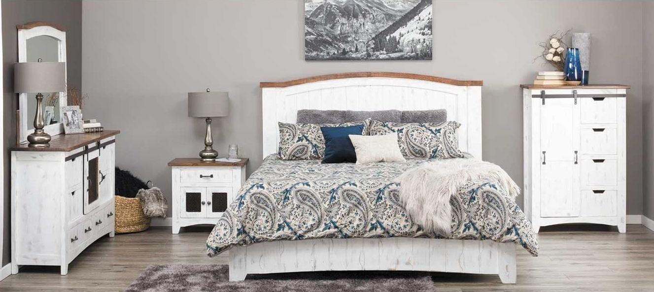 Pueblo Queen Panel Bed in White