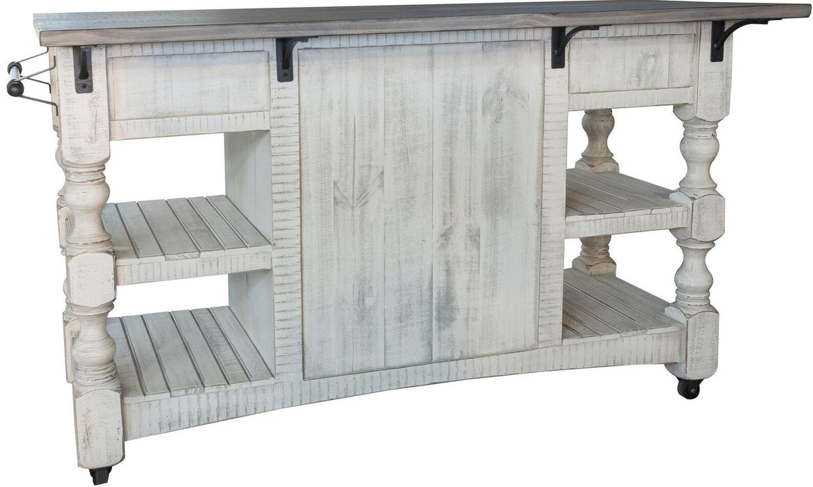 Stone 3 Drawer Kitchen Island in Two Tone