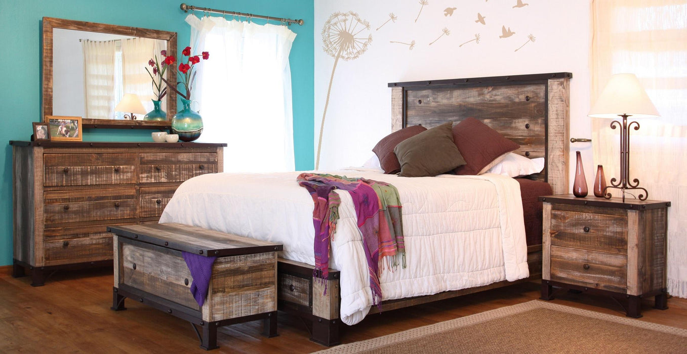 Antique King Platform Bed in Multi Color