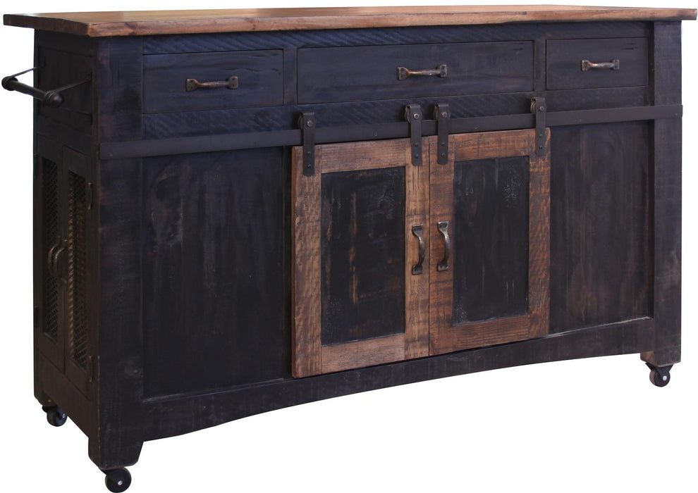Pueblo 3 Drawer Kitchen Island in Black image